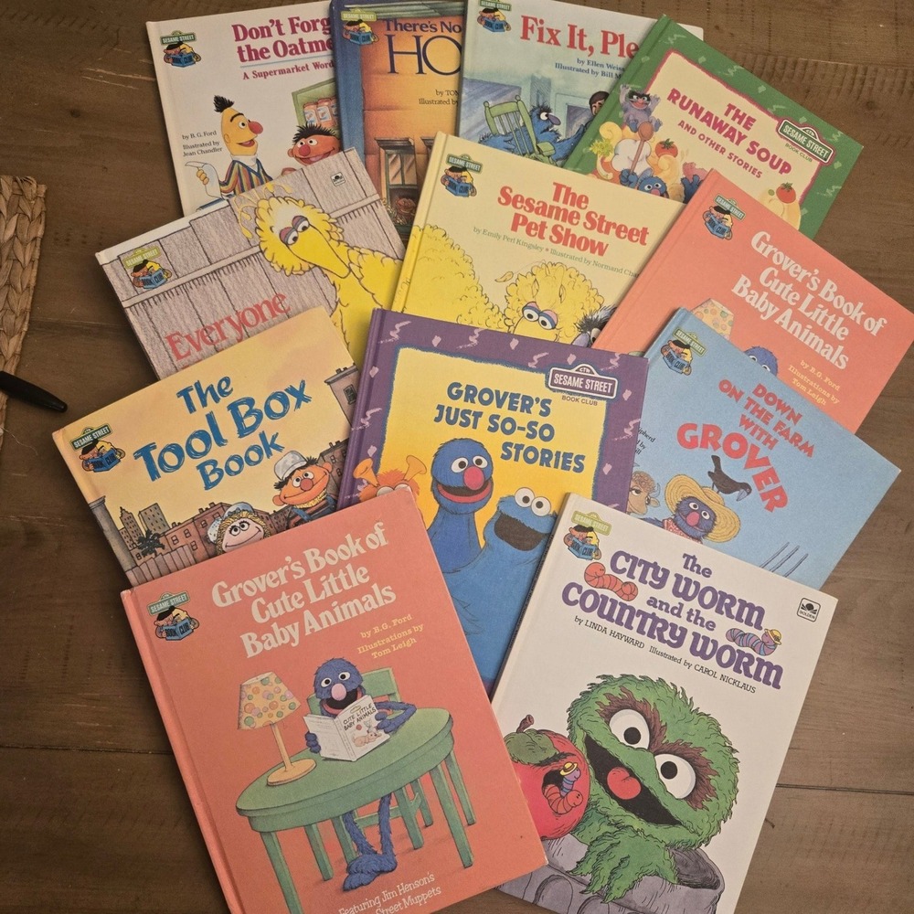 Sesame Street Book Club Hardcover Vintage 1980s Lot of 12‎ Kids Books